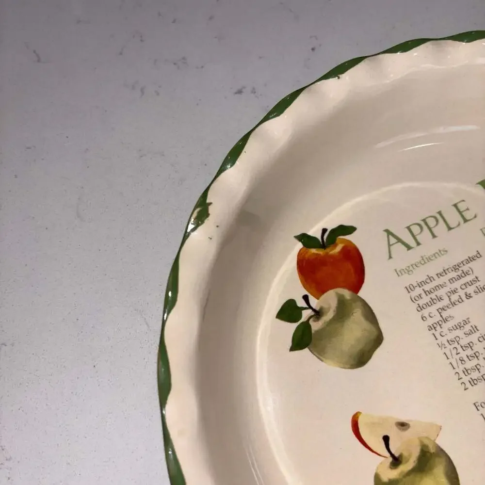 Dennis East International (DEI) Apple Pie Recipe Scalloped Edge Ceramic Baking D